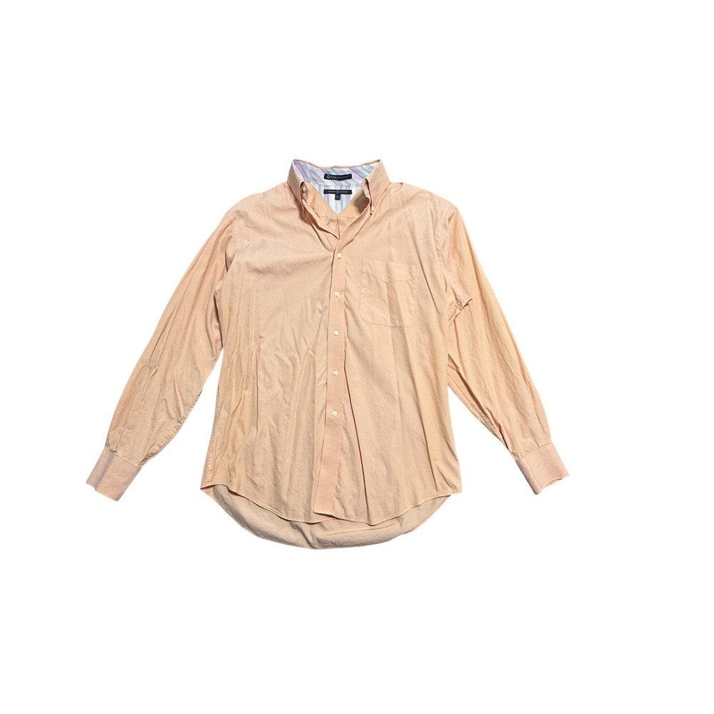 Tommy Hilfiger Dress Shirt Mens 15.5 34/35 Orange Button Down Long Sleeve Cotton